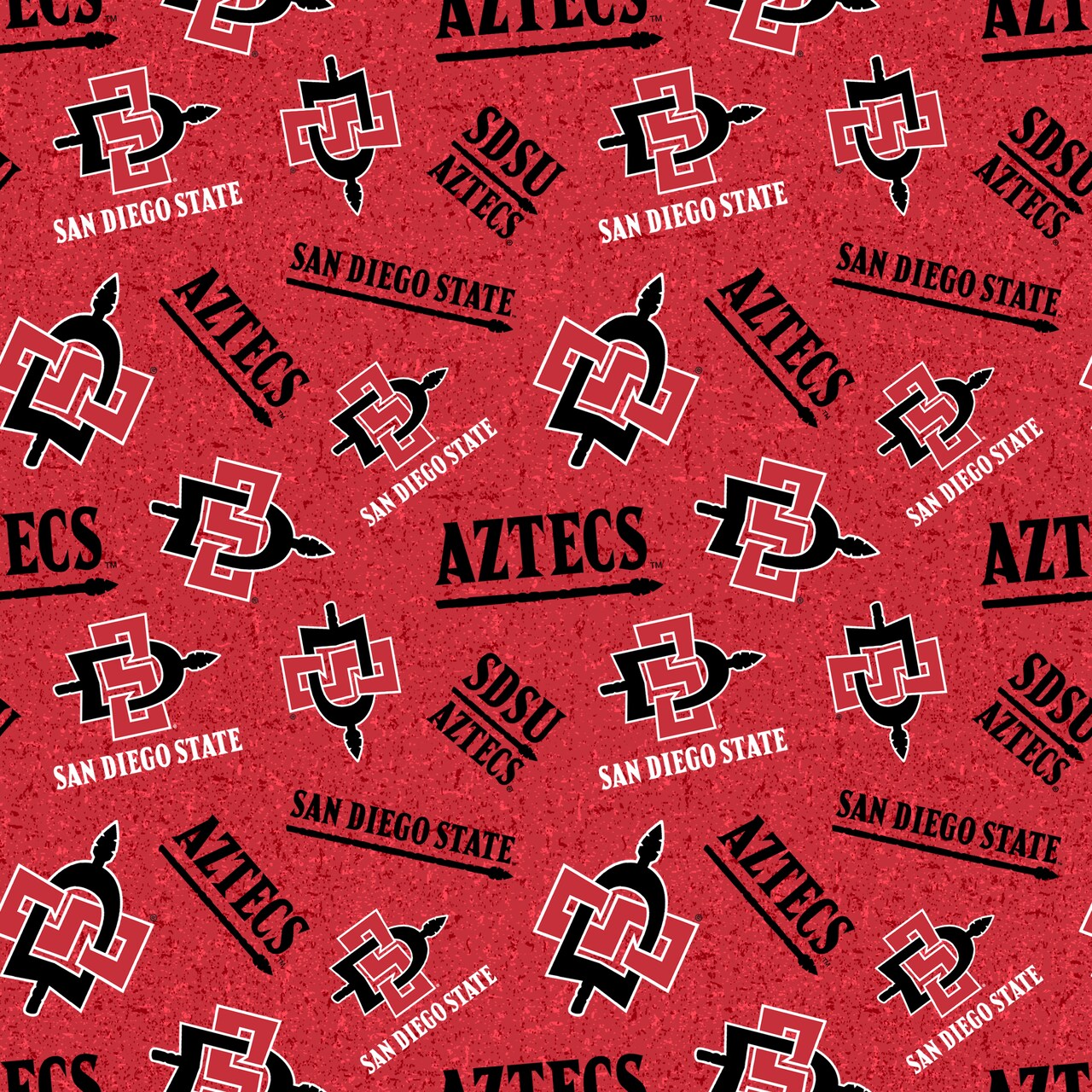 Sykel Enterprises-San Diego State University Cotton Fabric-San Diego State Aztecs Tone On Tone Cotton Quilting Fabric